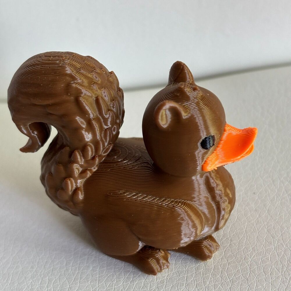 3D Printed Duck Squirrel Figurine Brown Orange Jeep Decor Collectible 2.5"